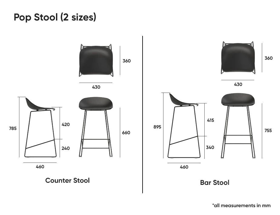 Pop Stool - Powder Blue Frame and Shell Seat
