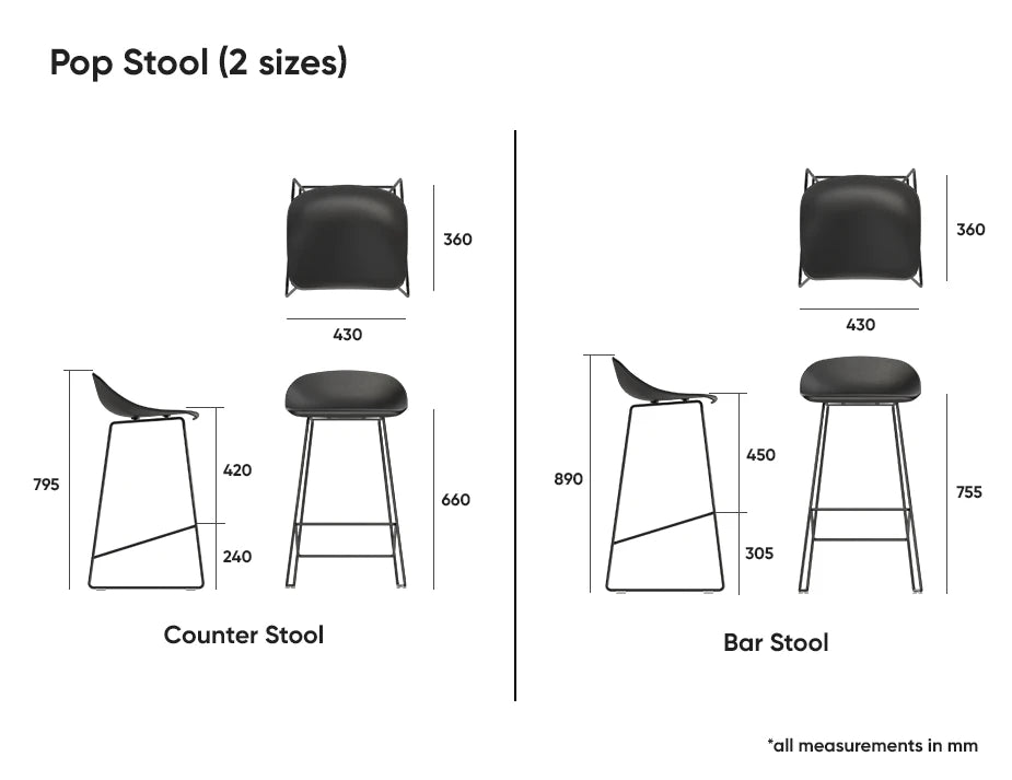 Pop Stool - Silver Grey Frame and Shell Seat