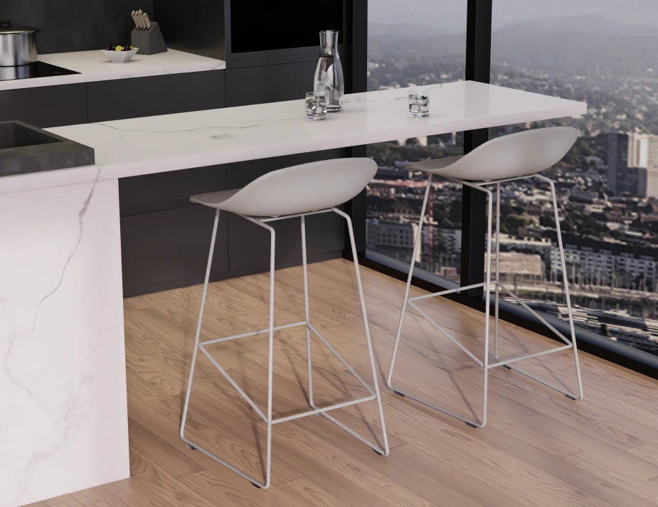 Pop Stool - Silver Grey Frame and Shell Seat