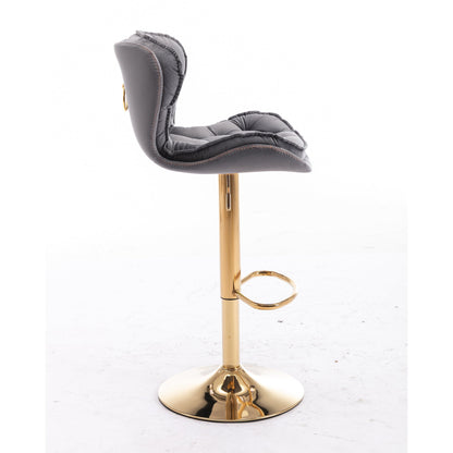 Portia Grey Velvet Swivel Gas Lift Bar Stool