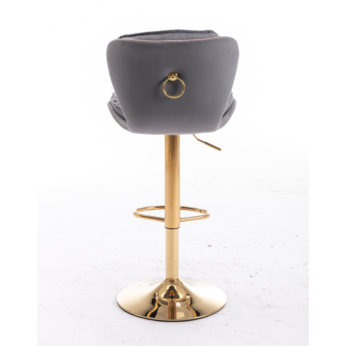 Portia Grey Velvet Swivel Gas Lift Bar Stool