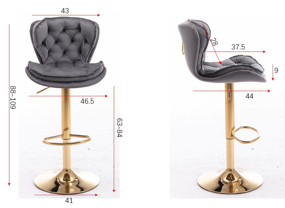 Portia Grey Velvet Swivel Gas Lift Bar Stool
