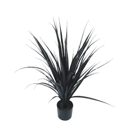 Premium Black Potted Artificial Long Grass (Yucca Grass) 75cm UV Resistant