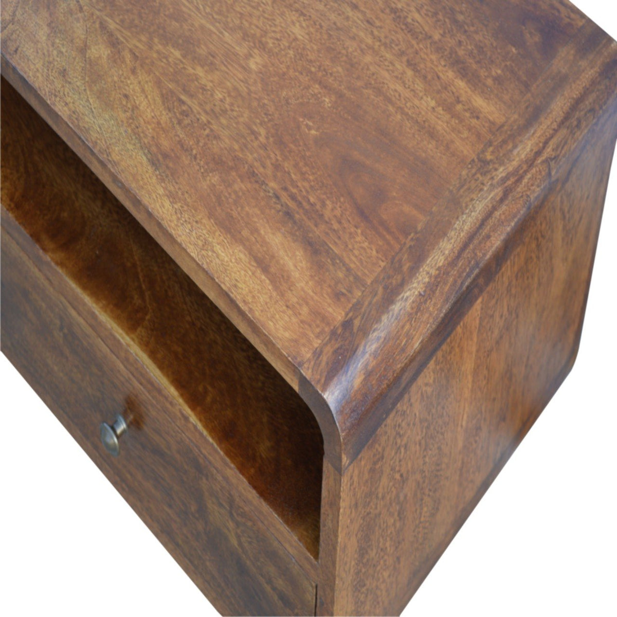 Curved Chestnut Media Unit 90cm