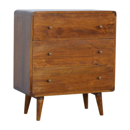 Curved Chestnut Chest of Drawers 80cm