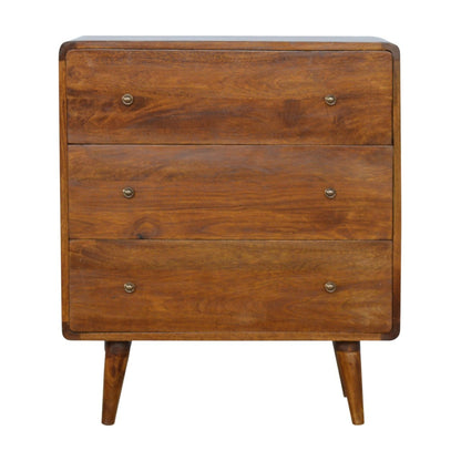 Curved Chestnut Chest of Drawers 80cm