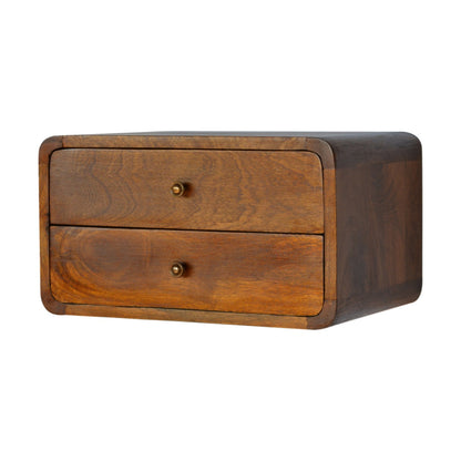 Floating Chestnut 2 Drawer Bedside 45cm