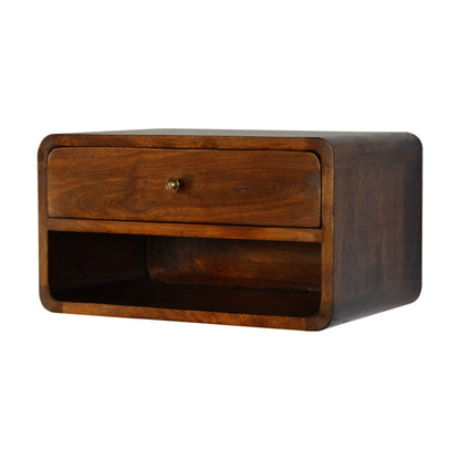 Floating Curved Chestnut Bedside 45cm