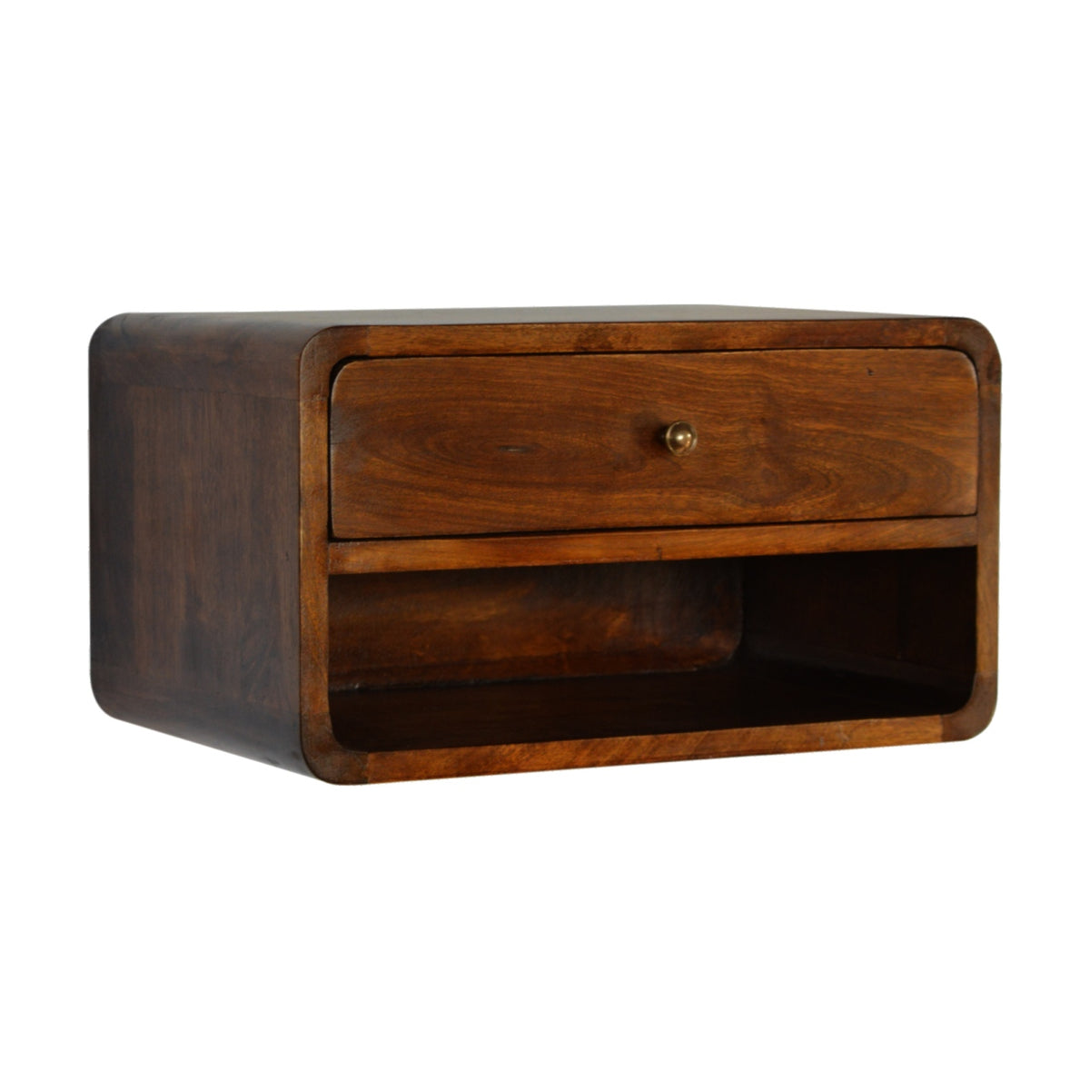 Floating Curved Chestnut Bedside 45cm