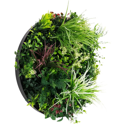 Slimline Artificial Green Wall Disc Art 60cm Colour Fresh UV Resistant (Black)