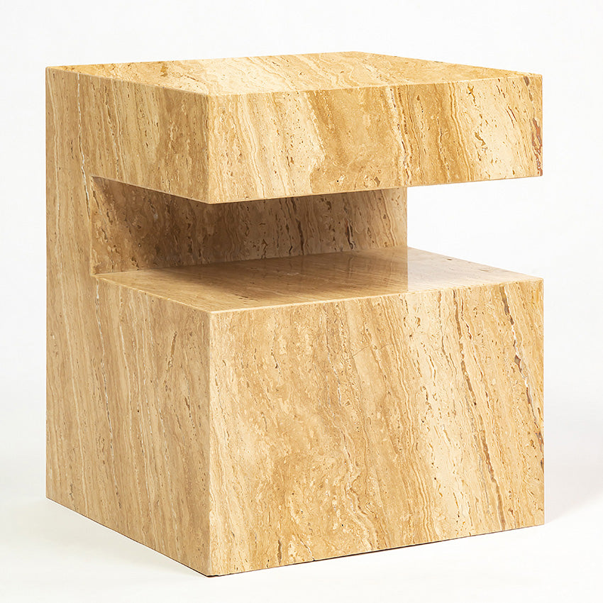 Quinta Solid White Marble Side Table 45cm