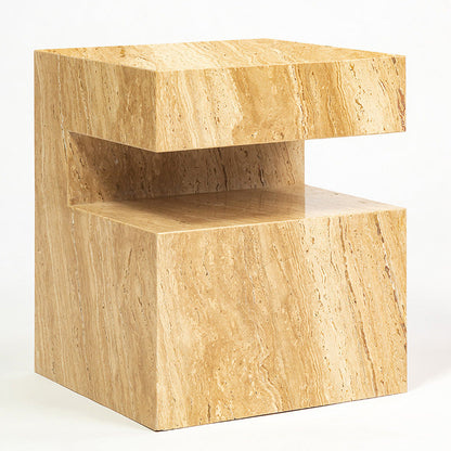 Quinta Solid White Marble Side Table 45cm