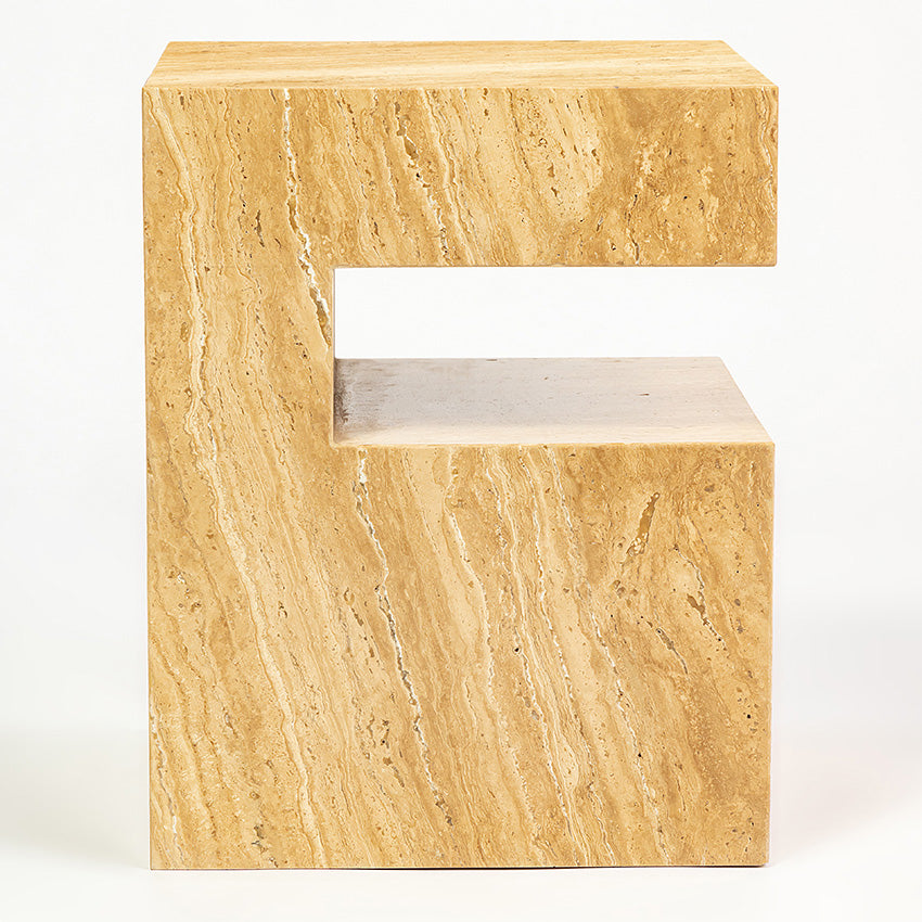 Quinta Solid White Marble Side Table 45cm