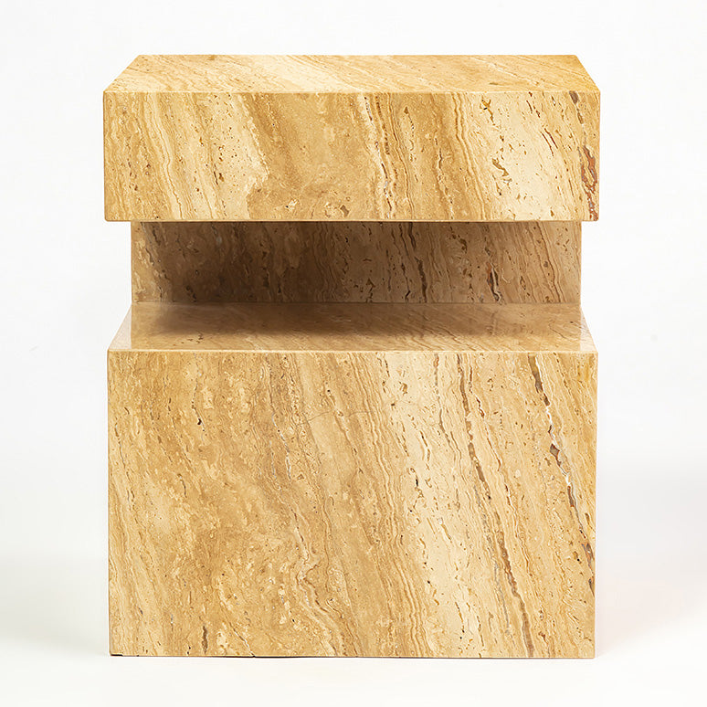 Quinta Solid White Marble Side Table 45cm