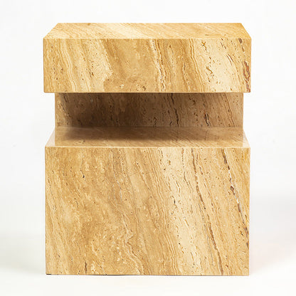 Quinta Solid White Marble Side Table 45cm