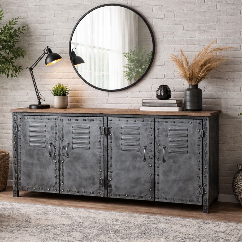 Rafferty Railway Sleeper Wood Iron Sideboard 153cm