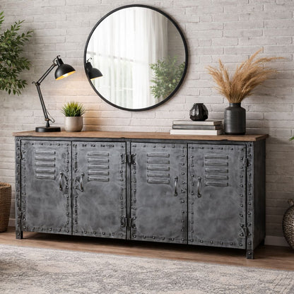 Rafferty Railway Sleeper Wood Iron Sideboard 153cm