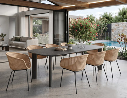 Vela Dining Table 240cm - Outdoor - Charcoal - Basalt Ceramic Top