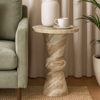 Rhiannon Solid Toronto Marble Side Table 48cm
