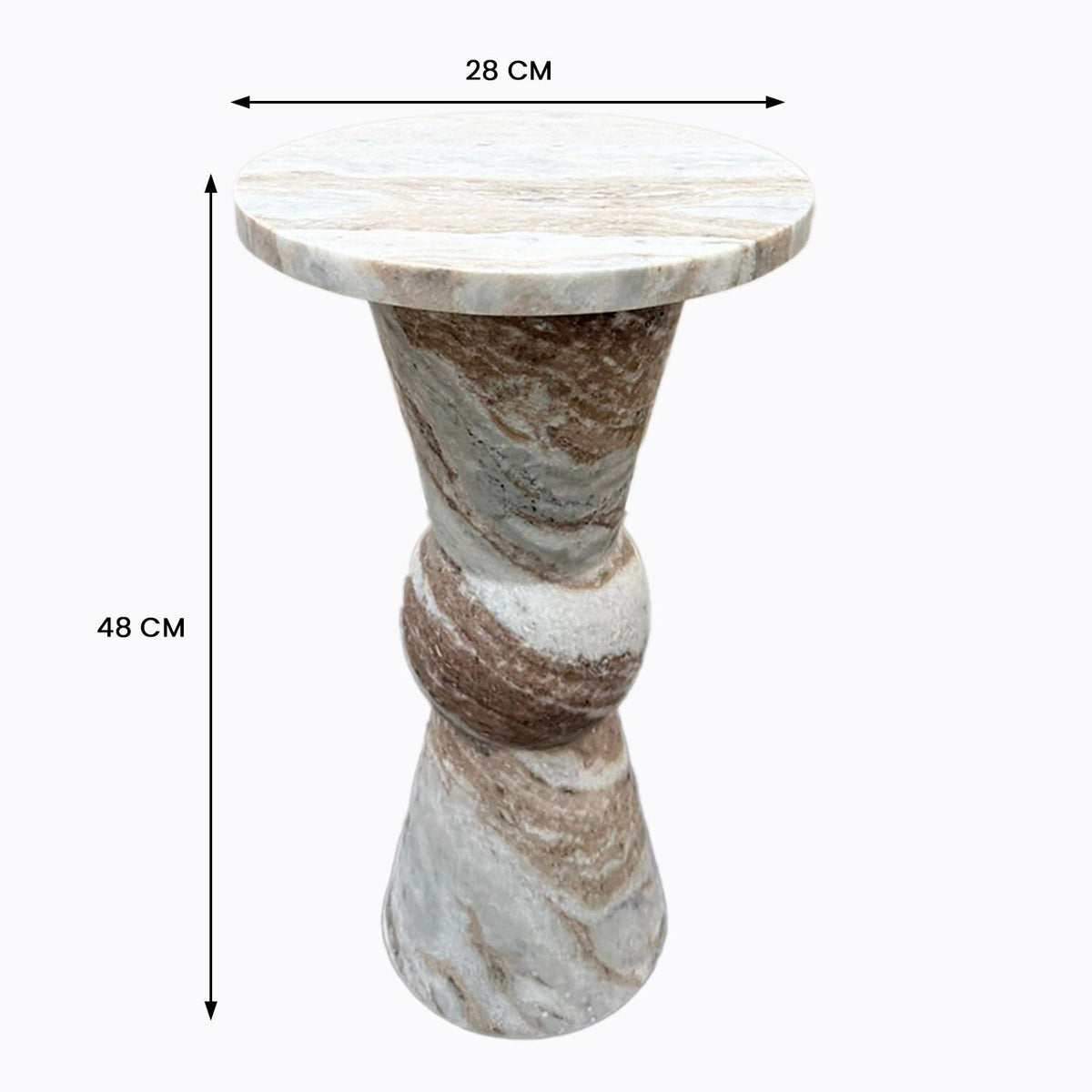Rhiannon Solid Toronto Marble Side Table 48cm