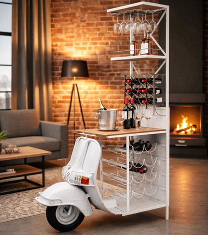 Riccardo Repurposed Scooter Wine Bar 181cm
