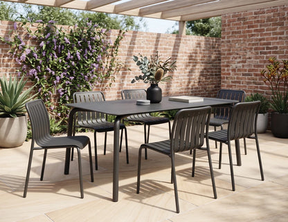 Roku Dining Table 160cm - Outdoor - Charcoal - Basalt Ceramic