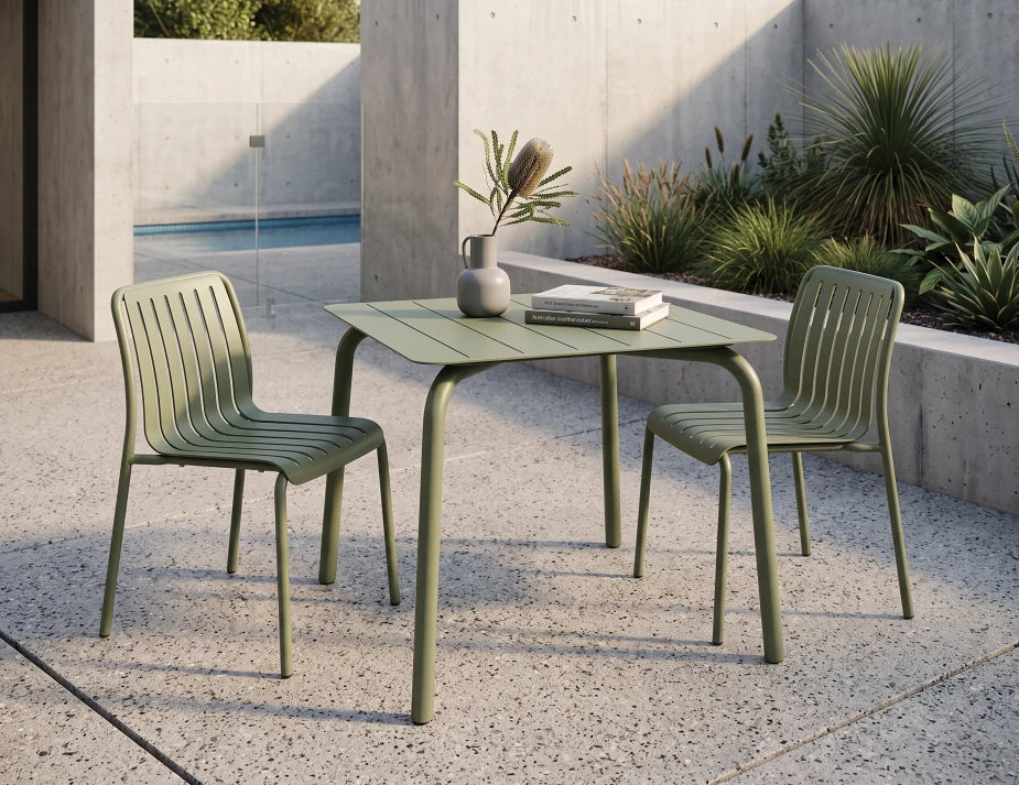 Roku Dining Table 90cm - Outdoor - Eucalyptus Green
