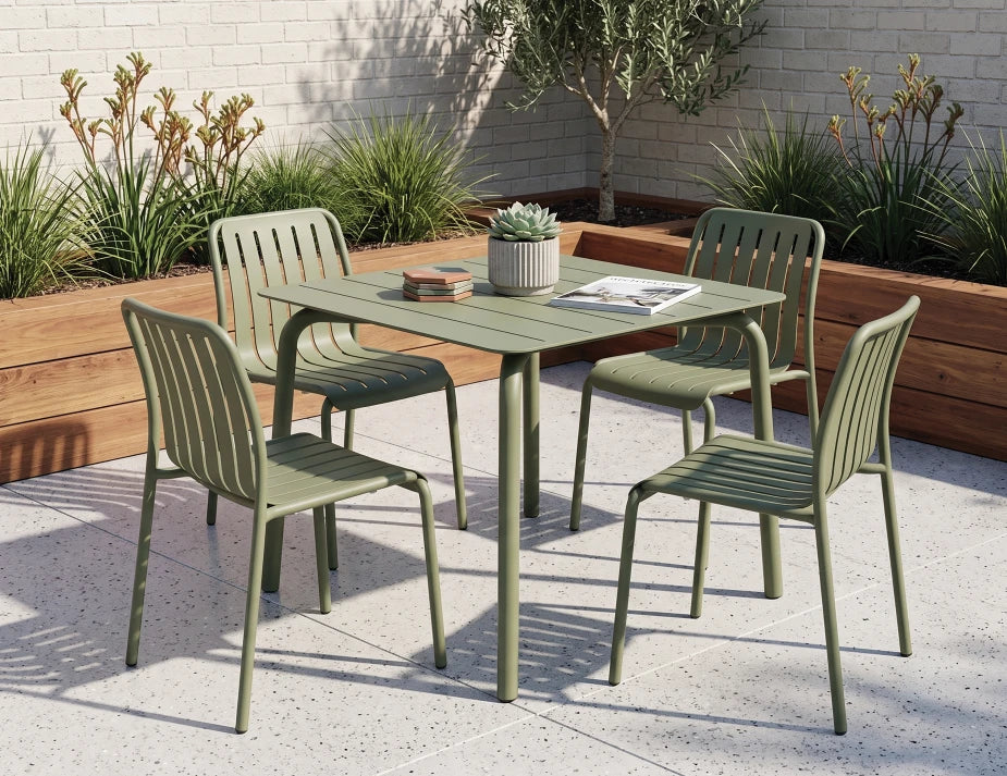 Roku Dining Table 90cm - Outdoor - Eucalyptus Green