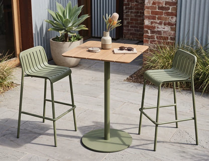 Roku High Bar Teak Table - Outdoor - Eucalyptus Green