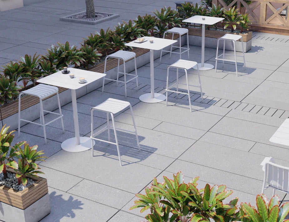 Roku Backless Bar Stool - Outdoor - White