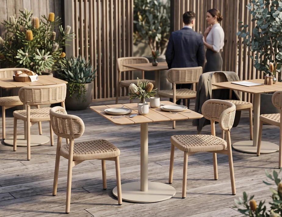 Roku Cafe Teak Table - Outdoor - Latte