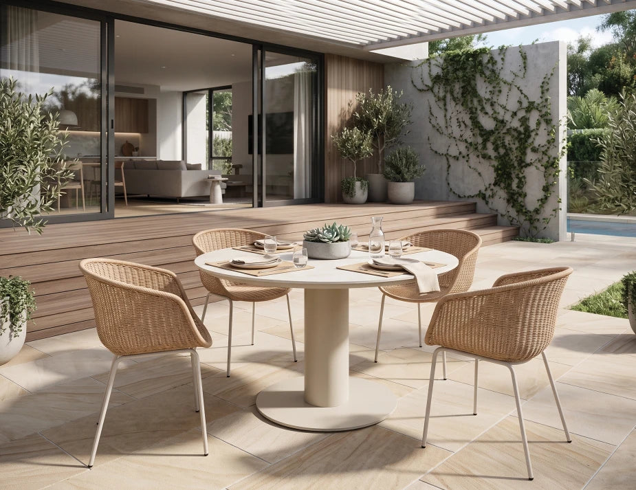 Loma Dining Table Latte 120cm - Outdoor - Dune Ceramic Top