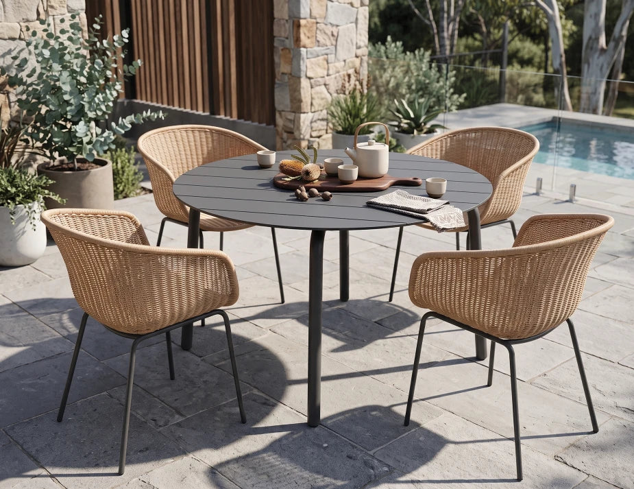 Roku Round Dining Table 120cm - Outdoor - Charcoal