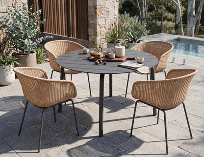 Roku Round Dining Table 120cm - Outdoor - Charcoal