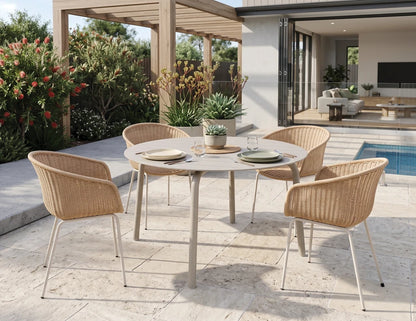 Roku Round Dining Table 120cm - Outdoor - Latte