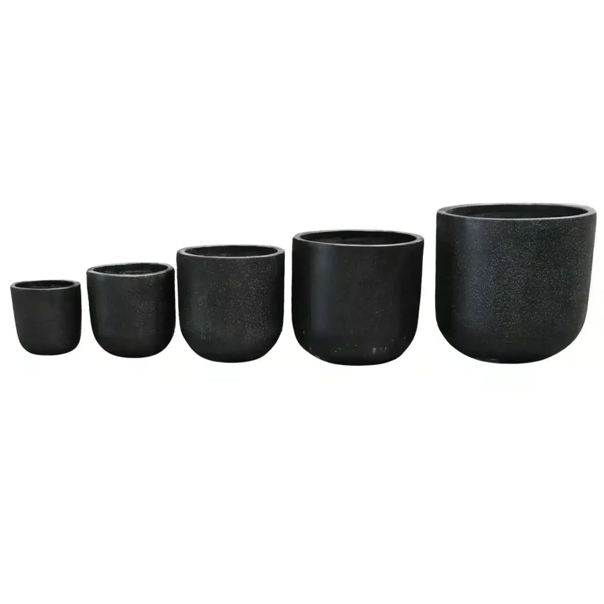 Modern Black Rounded Terrazzo Planters Set of 5 Bulk Savings - Image 2