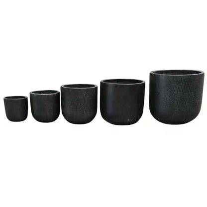 Modern Black Rounded Terrazzo Planters Set of 5 Bulk Savings - Image 2