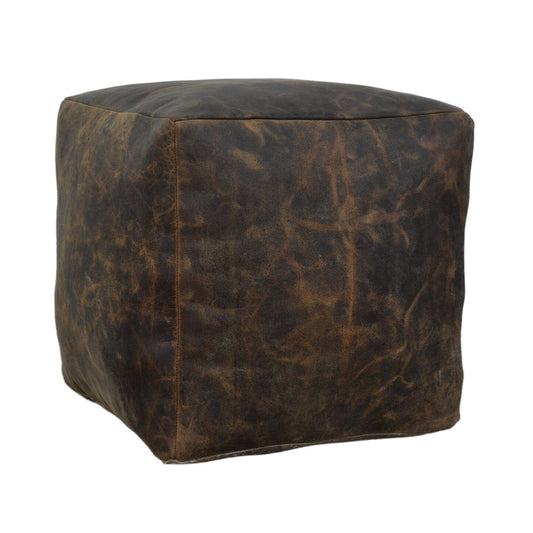 Rowan Chocolate Leather Square Ottoman 46cm