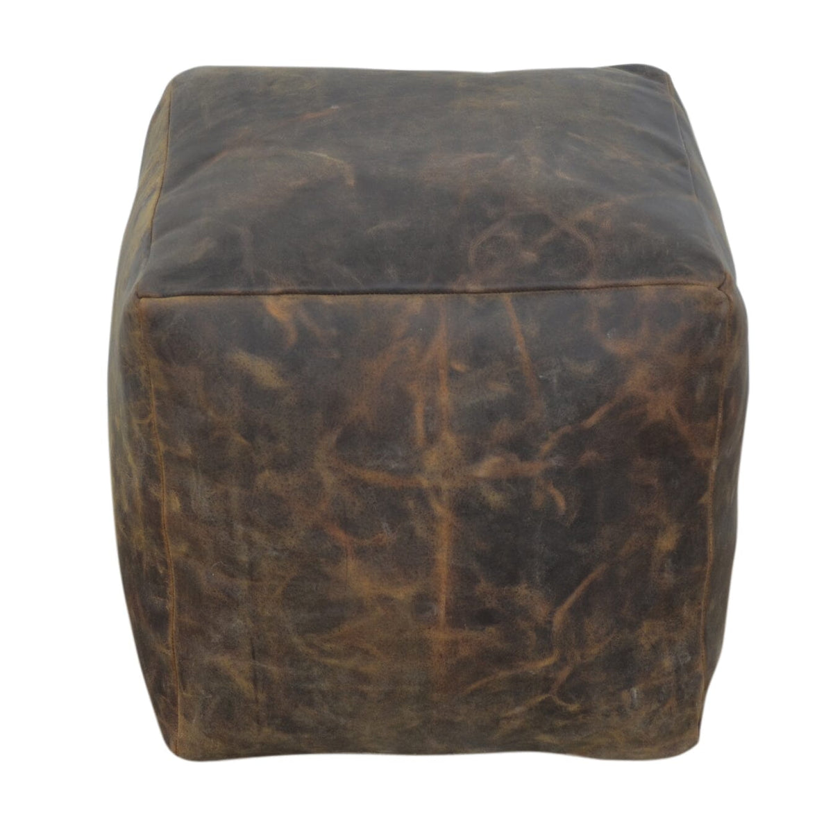 Rowan Chocolate Leather Square Ottoman 46cm