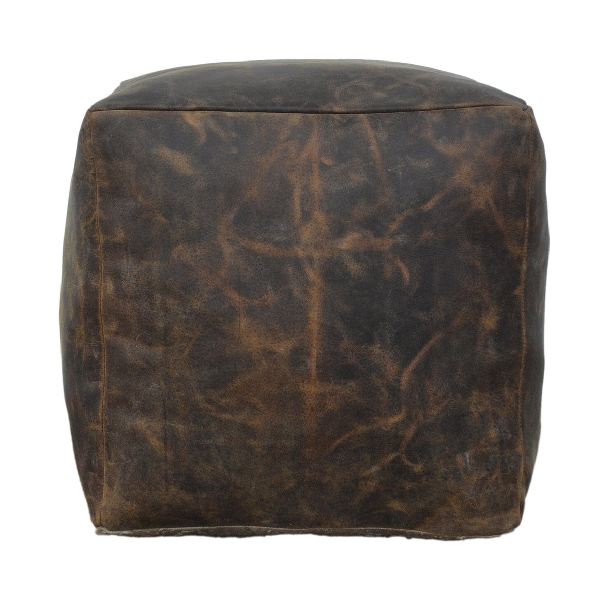 Rowan Chocolate Leather Square Ottoman 46cm