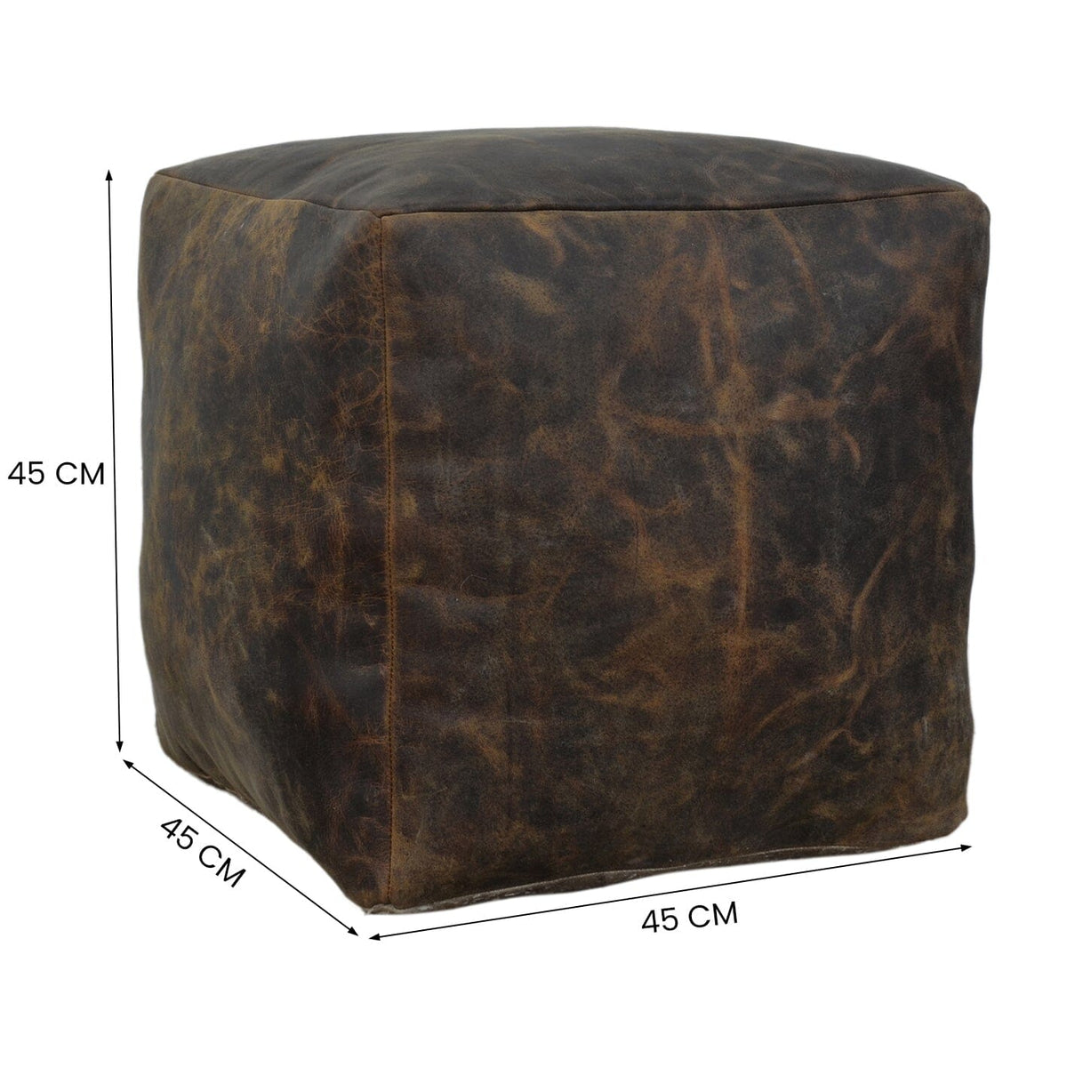 Rowan Chocolate Leather Square Ottoman 46cm
