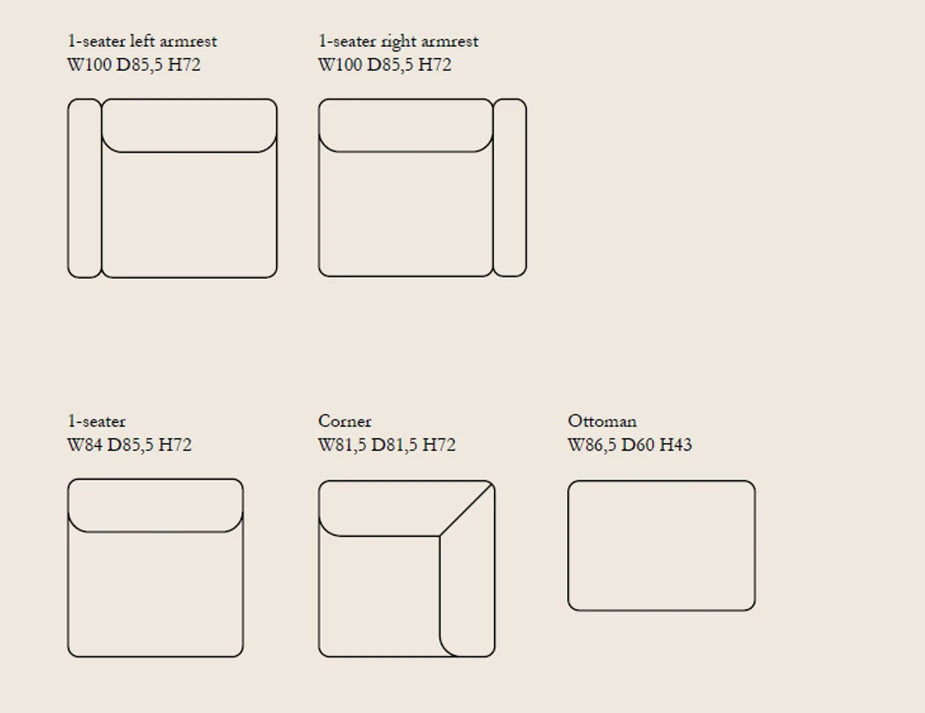 Atticus Modular Sofa Section - Left Arm - Ivory Cream
