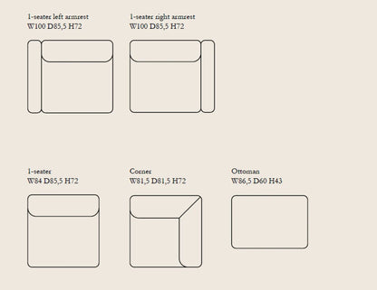Atticus Modular Sofa Section - Right Arm - Ivory Cream