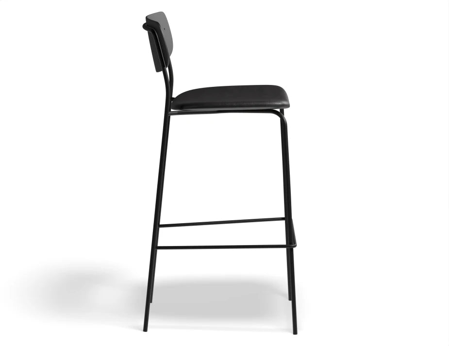 Rylie Bar Stool - Black - Upholstered
