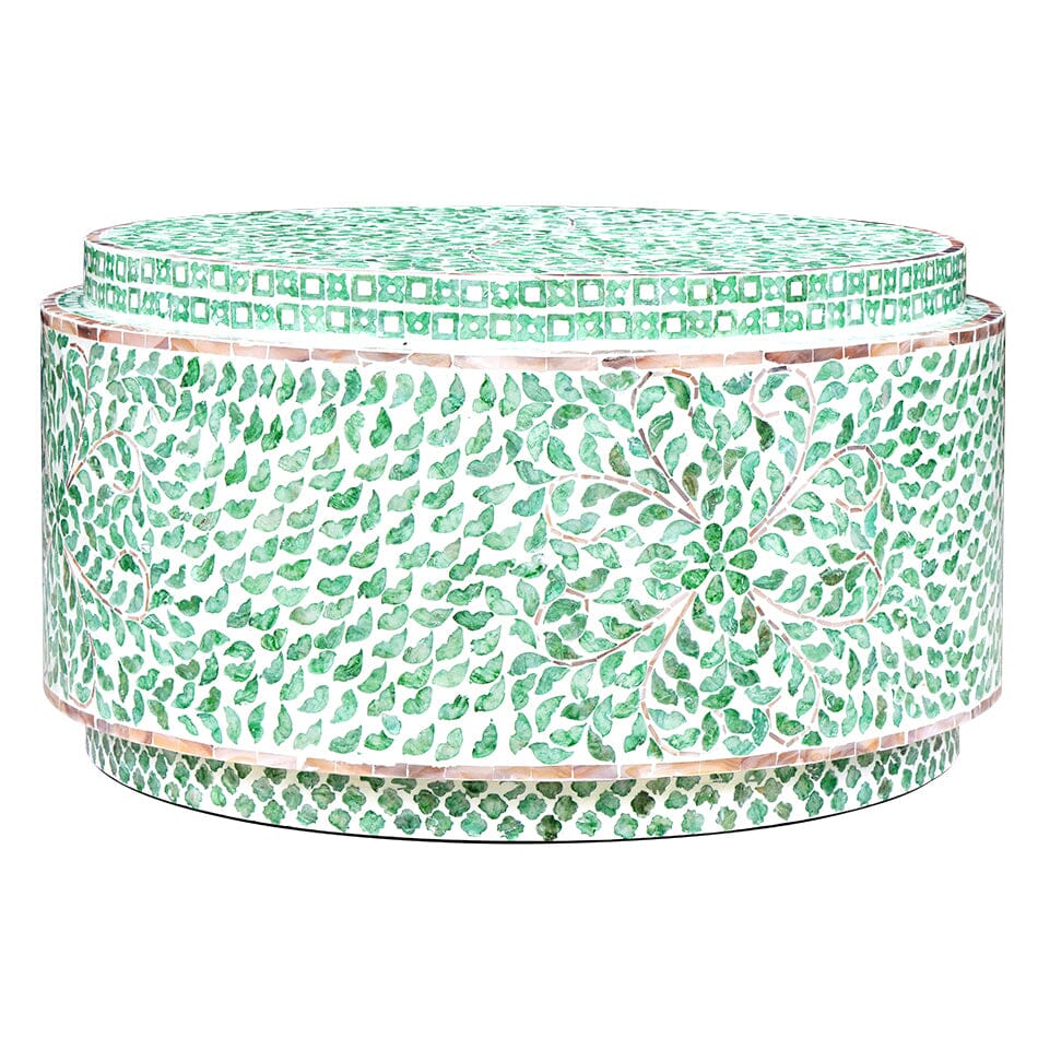 Sabine Turquoise Shell Round Coffee Table 76cm