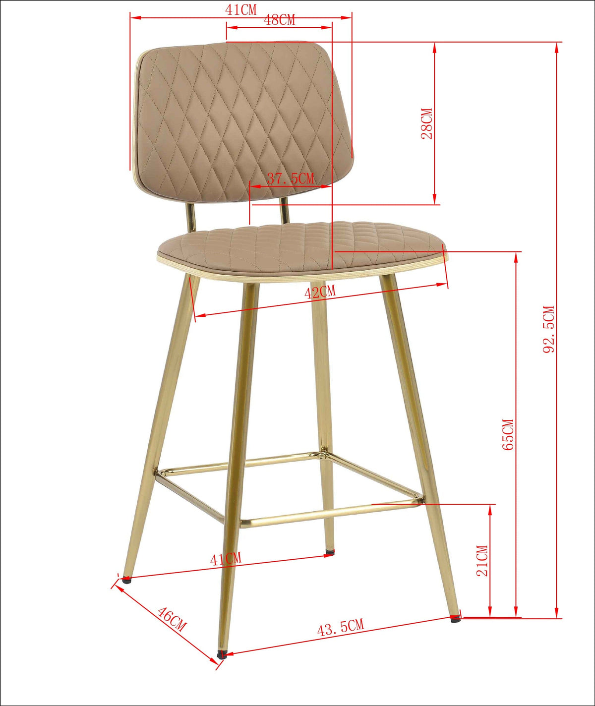Saskia Gold Frame Faux Leather Bar Stool