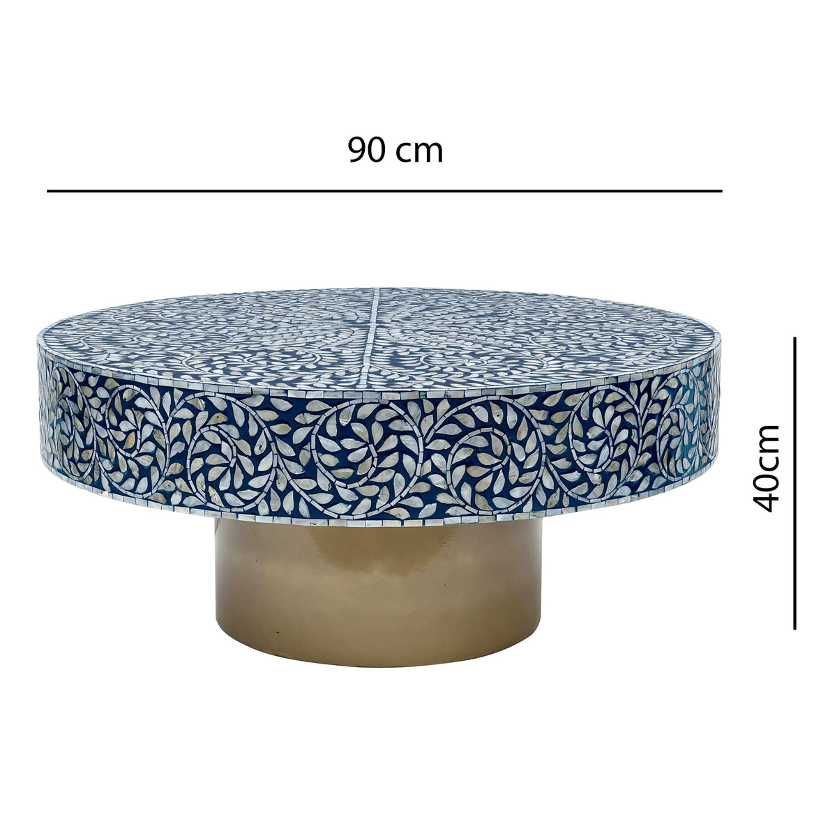 Severin Dark Blue Mother of Pearl Coffee Table 90cm