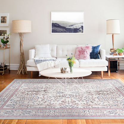 Sherry Vine Washable Rug - Dusty Rose & Ivory