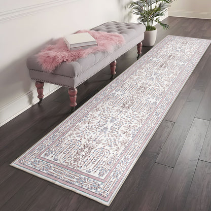 Sherry Vine Washable Rug - Dusty Rose & Ivory