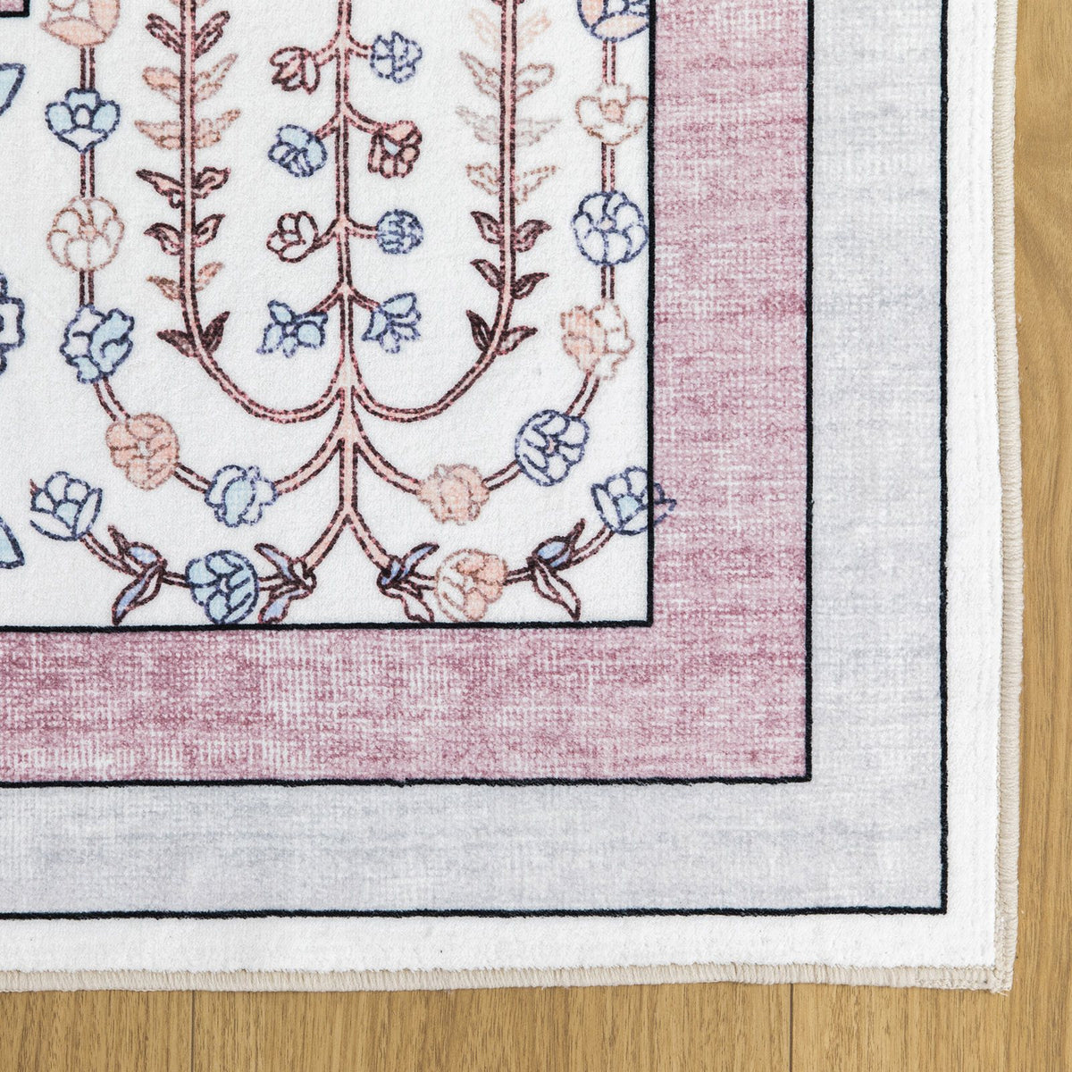 Sherry Vine Washable Rug - Dusty Rose & Ivory